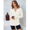 imagePRETTYGARDEN Womens Long Sleeve Quarter Zip Pullover Sweater Casual Loose V Neck Collared Ribbed Knit Jumper Tops Thumb HoleWhite