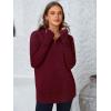 imagePRETTYGARDEN Womens Long Sleeve Quarter Zip Pullover Sweater Casual Loose V Neck Collared Ribbed Knit Jumper Tops Thumb HoleWine Red
