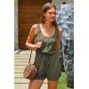 imagePRETTYGARDEN Womens Summer Casual Shorts Jumpsuit Plain Scoop Neck Button Down Sleeveless Tank Top Rompers With PocketsArmy Green