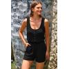 imagePRETTYGARDEN Womens Summer Casual Shorts Jumpsuit Plain Scoop Neck Button Down Sleeveless Tank Top Rompers With PocketsBlack