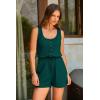 imagePRETTYGARDEN Womens Summer Casual Shorts Jumpsuit Plain Scoop Neck Button Down Sleeveless Tank Top Rompers With PocketsDark Green