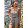 imagePRETTYGARDEN Womens Summer Casual Shorts Jumpsuit Plain Scoop Neck Button Down Sleeveless Tank Top Rompers With PocketsGrey