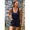 imagePRETTYGARDEN Womens Summer Casual Shorts Jumpsuit Plain Scoop Neck Button Down Sleeveless Tank Top Rompers With PocketsNavy
