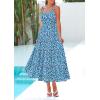 imagePRETTYGARDEN Womens Summer Floral Maxi Dress Sleeveless Smocked Ruffle Long Flowy Beach Vacation Boho SundressesBlue Floral