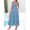 imagePRETTYGARDEN Womens Summer Floral Maxi Dress Sleeveless Smocked Ruffle Long Flowy Beach Vacation Boho SundressesBlue Floral