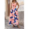 imagePRETTYGARDEN Womens Summer Floral Maxi Dress Sleeveless Smocked Ruffle Long Flowy Beach Vacation Boho SundressesFloral Coffee Pink
