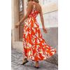 imagePRETTYGARDEN Womens Summer Floral Maxi Dress Sleeveless Smocked Ruffle Long Flowy Beach Vacation Boho SundressesFloral Orange Beige