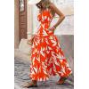 imagePRETTYGARDEN Womens Summer Floral Maxi Dress Sleeveless Smocked Ruffle Long Flowy Beach Vacation Boho SundressesFloral Orange Beige