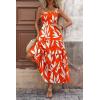 imagePRETTYGARDEN Womens Summer Floral Maxi Dress Sleeveless Smocked Ruffle Long Flowy Beach Vacation Boho SundressesFloral Orange Beige