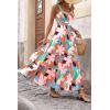 imagePRETTYGARDEN Womens Summer Floral Maxi Dress Sleeveless Smocked Ruffle Long Flowy Beach Vacation Boho SundressesFloral Orange Pink