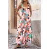 imagePRETTYGARDEN Womens Summer Floral Maxi Dress Sleeveless Smocked Ruffle Long Flowy Beach Vacation Boho SundressesFloral Orange Pink