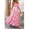 imagePRETTYGARDEN Womens Summer Floral Maxi Dress Sleeveless Smocked Ruffle Long Flowy Beach Vacation Boho SundressesFloral Pink Beige
