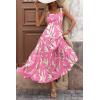 imagePRETTYGARDEN Womens Summer Floral Maxi Dress Sleeveless Smocked Ruffle Long Flowy Beach Vacation Boho SundressesFloral Pink Beige
