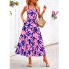 imagePRETTYGARDEN Womens Summer Floral Maxi Dress Sleeveless Smocked Ruffle Long Flowy Beach Vacation Boho SundressesFloral Pink Blue