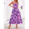 imagePRETTYGARDEN Womens Summer Floral Maxi Dress Sleeveless Smocked Ruffle Long Flowy Beach Vacation Boho SundressesFloral Pink Blue
