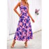 imagePRETTYGARDEN Womens Summer Floral Maxi Dress Sleeveless Smocked Ruffle Long Flowy Beach Vacation Boho SundressesFloral Pink Blue