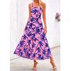 imagePRETTYGARDEN Womens Summer Floral Maxi Dress Sleeveless Smocked Ruffle Long Flowy Beach Vacation Boho SundressesFloral Pink Blue
