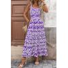 imagePRETTYGARDEN Womens Summer Floral Maxi Dress Sleeveless Smocked Ruffle Long Flowy Beach Vacation Boho SundressesFloral Purple White