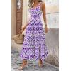 imagePRETTYGARDEN Womens Summer Floral Maxi Dress Sleeveless Smocked Ruffle Long Flowy Beach Vacation Boho SundressesFloral Purple White