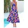 imagePRETTYGARDEN Womens Summer Floral Maxi Dress Sleeveless Smocked Ruffle Long Flowy Beach Vacation Boho SundressesMulticolored Flower