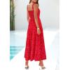 imagePRETTYGARDEN Womens Summer Floral Maxi Dress Sleeveless Smocked Ruffle Long Flowy Beach Vacation Boho SundressesRed Floral
