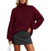 imagePRETTYGARDEN Oversized Sweaters for Women Fall Clothes 2025 Long Sleeve Mock Neck Tops Chunky Knit Pullover Winter ClothingWine Red