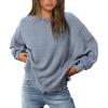 imagePRETTYGARDEN Oversized Sweatshirt for Women 2025 Fashion Crewneck Long Sleeve Pullover Waffle Knit Tops Fall Trendy ClothesGrey Blue