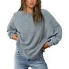 imagePRETTYGARDEN Oversized Sweatshirt for Women 2025 Fashion Crewneck Long Sleeve Pullover Waffle Knit Tops Fall Trendy ClothesLight Grey Blue