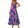 imagePRETTYGARDEN Womens Summer Floral Maxi Dress Sleeveless Smocked Ruffle Long Flowy Beach Vacation Boho SundressesMulticolored Flower
