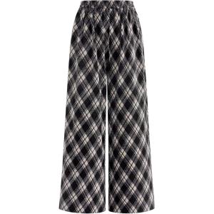 imagePRETTYGARDEN Casual Womens Pants 2025 Elastic Waist Palazzo Long Stretchy Wide Leg Trousers Knit Fall Outfits with PocketsBig Plaid Black