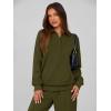 imagePRETTYGARDEN Women Fall 2 Piece Outfits Sweatsuits Quarter Button Long Sleeve Sweatshirt Wide Leg Pants Tracksuit Lounge SetsArmy Green