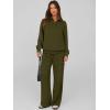 imagePRETTYGARDEN Women Fall 2 Piece Outfits Sweatsuits Quarter Button Long Sleeve Sweatshirt Wide Leg Pants Tracksuit Lounge SetsArmy Green