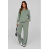 imagePRETTYGARDEN Women Fall 2 Piece Outfits Sweatsuits Quarter Button Long Sleeve Sweatshirt Wide Leg Pants Tracksuit Lounge SetsBean Green