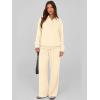imagePRETTYGARDEN Women Fall 2 Piece Outfits Sweatsuits Quarter Button Long Sleeve Sweatshirt Wide Leg Pants Tracksuit Lounge SetsBeige