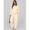 imagePRETTYGARDEN Women Fall 2 Piece Outfits Sweatsuits Quarter Button Long Sleeve Sweatshirt Wide Leg Pants Tracksuit Lounge SetsBeige