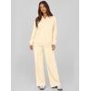 imagePRETTYGARDEN Women Fall 2 Piece Outfits Sweatsuits Quarter Button Long Sleeve Sweatshirt Wide Leg Pants Tracksuit Lounge SetsBeige