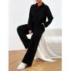 imagePRETTYGARDEN Women Fall 2 Piece Outfits Sweatsuits Quarter Button Long Sleeve Sweatshirt Wide Leg Pants Tracksuit Lounge SetsBlack