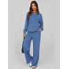 imagePRETTYGARDEN Women Fall 2 Piece Outfits Sweatsuits Quarter Button Long Sleeve Sweatshirt Wide Leg Pants Tracksuit Lounge SetsBlue