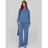 imagePRETTYGARDEN Women Fall 2 Piece Outfits Sweatsuits Quarter Button Long Sleeve Sweatshirt Wide Leg Pants Tracksuit Lounge SetsBlue