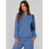 imagePRETTYGARDEN Women Fall 2 Piece Outfits Sweatsuits Quarter Button Long Sleeve Sweatshirt Wide Leg Pants Tracksuit Lounge SetsBlue
