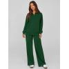 imagePRETTYGARDEN Women Fall 2 Piece Outfits Sweatsuits Quarter Button Long Sleeve Sweatshirt Wide Leg Pants Tracksuit Lounge SetsDark Green
