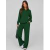 imagePRETTYGARDEN Women Fall 2 Piece Outfits Sweatsuits Quarter Button Long Sleeve Sweatshirt Wide Leg Pants Tracksuit Lounge SetsDark Green