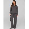 imagePRETTYGARDEN Women Fall 2 Piece Outfits Sweatsuits Quarter Button Long Sleeve Sweatshirt Wide Leg Pants Tracksuit Lounge SetsDark Grey