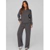 imagePRETTYGARDEN Women Fall 2 Piece Outfits Sweatsuits Quarter Button Long Sleeve Sweatshirt Wide Leg Pants Tracksuit Lounge SetsDark Grey