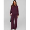 imagePRETTYGARDEN Women Fall 2 Piece Outfits Sweatsuits Quarter Button Long Sleeve Sweatshirt Wide Leg Pants Tracksuit Lounge SetsDark Wine Red