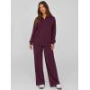 imagePRETTYGARDEN Women Fall 2 Piece Outfits Sweatsuits Quarter Button Long Sleeve Sweatshirt Wide Leg Pants Tracksuit Lounge SetsDark Wine Red