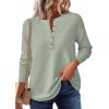 imagePRETTYGARDEN Women Long Sleeve Waffle Knit Shirts 2025 Fall Clothes Casual Button Up Henley V Neck Tunic Tops Loose Basic TeeSage Green