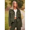 imagePRETTYGARDEN Womens Two Piece Sets Fall 2025 Long Sleeve Button Down Shacket Jacket Long Sweatpants Tracksuit Winter ClothesArmy Green