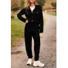 imagePRETTYGARDEN Womens Two Piece Sets Fall 2025 Long Sleeve Button Down Shacket Jacket Long Sweatpants Tracksuit Winter ClothesBlack