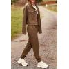 imagePRETTYGARDEN Womens Two Piece Sets Fall 2025 Long Sleeve Button Down Shacket Jacket Long Sweatpants Tracksuit Winter ClothesCamel